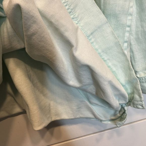 J Jill Linen Top Medium LINED Heavyweight 1/4 Button Long Sleeve Henley Blue - Picture 6 of 11